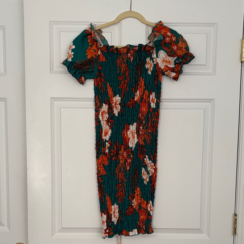 Floral Green and Orange Dress